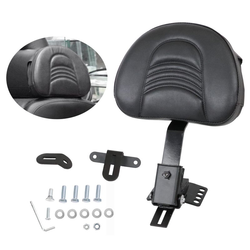 AUFER Adjustable Plug-in Heavy Duty Driver Rider Backrest Kits Custom Made Compatible With For 1997-2020 2021 2022 2023 2024 Touring Road King Street Glide Road Glide Electra Glide,Black - Image 1